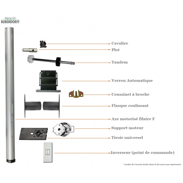 kit axe ø60 filaire F BLOC lg 3000 BUBENDORFF